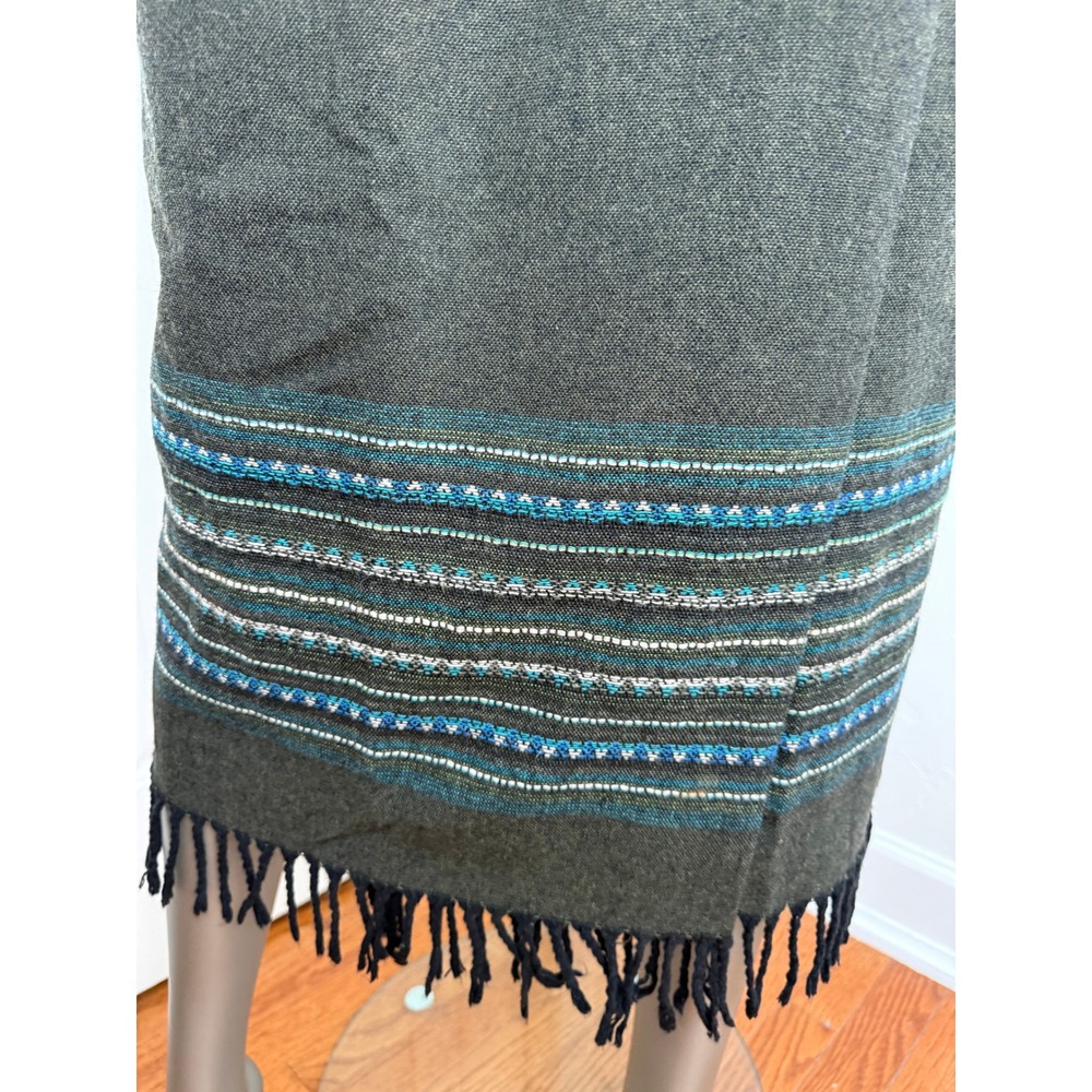 Worthington Petite 2P Wool Blend Fringe Midi‎ Skirt Boho Southwestern Gray - Picture 4 of 9